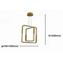 LAMPADARIO A SOSPENSIONE LED 64WATT QUADRATI EFFETTO CRISTALLO MODERNO ORO 32200