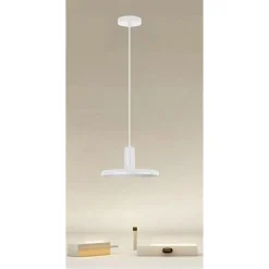LAMPADARIO A SOSPENSIONE DESIGN MODERNO CON PARALUME IN FERRO BIANCO E27 IP20 33740