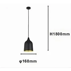 LAMPADARIO A SOSPENSIONE E27 FERRO PARALUME MODERNO CONTEMPORANEO CAMPANA NERO ORO 33290