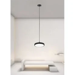 LAMPADARIO A SOSPENSIONE LED 40W NERO CERCHIO TONDO MODERNO MINIMAL LUCE 6500K 32903