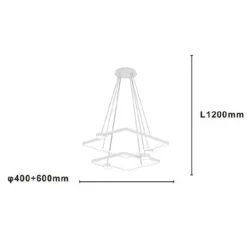 LAMPADARIO A SOSPENSIONE LED 60W 2 QUADRATI CON TELECOMANDO DESIGN MODERNO BIANCO 71194