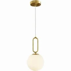 LAMPADARIO A SOSPENSIONE MINIMALISTA OVALE METALLO BRONZO CON SFERA VETRO G9 A96