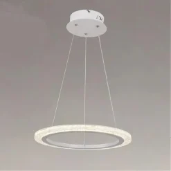 LAMPADARIO A SOSPENSIONE LED 24 W CERCHIO ANELLO EFFETTO CRISTALLO BIANCO 31890