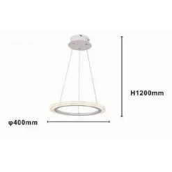 LAMPADARIO A SOSPENSIONE LED 24 W CERCHIO ANELLO EFFETTO CRISTALLO BIANCO 31890