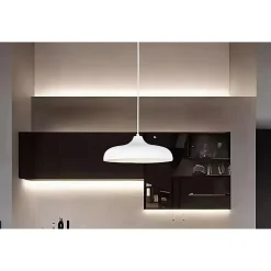 LAMPADARIO A SOSPENSIONE MODERNO CONTEMPORANEO E27 PARALUME FERRO CUPOLA BIANCO 33344