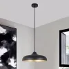 LAMPADARIO A SOSPENSIONE DESIGN MODERNO E27 PARALUME IN FERRO CUPOLA NERO ORO 33320