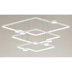 LAMPADARIO A SOSPENSIONE LED 112W 3 QUADRATI CON TELECOMANDO DESIGN MODERNO BIANCO 71224