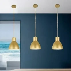 LAMPADARIO A SOSPENSIONE E27 FERRO PARALUME MODERNO CONTEMPORANEO CAMPANELLA ORO BIANCO 33276