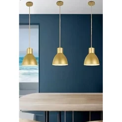 LAMPADARIO A SOSPENSIONE E27 FERRO PARALUME MODERNO CONTEMPORANEO CAMPANELLA ORO BIANCO 33276