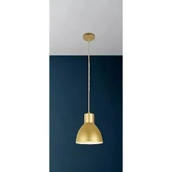 LAMPADARIO A SOSPENSIONE E27 FERRO PARALUME MODERNO CONTEMPORANEO CAMPANELLA ORO BIANCO 33276