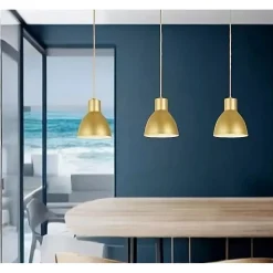 LAMPADARIO A SOSPENSIONE E27 FERRO PARALUME MODERNO CONTEMPORANEO CAMPANELLA ORO BIANCO 33276