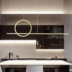 LAMPADARIO A SOSPENSIONE LED 48W DESIGN CERCHIO LINEA ORO IP20 CUCINA LUCE 6500K 33566