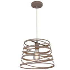 LAMPADARIO A SOSPENSIONE MODERNO CON PARALUME IN METALLO A VORTICE TRAFORATO TORTORA A08