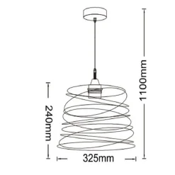 LAMPADARIO A SOSPENSIONE MODERNO CON PARALUME IN METALLO A VORTICE TRAFORATO TORTORA A08