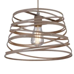 LAMPADARIO A SOSPENSIONE MODERNO CON PARALUME IN METALLO A VORTICE TRAFORATO TORTORA A08