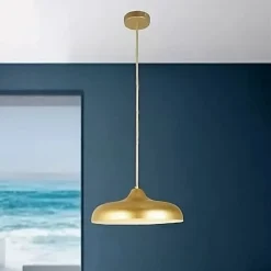LAMPADARIO A SOSPENSIONE DESIGN MODERNO E27 PARALUME FERRO CUPOLA ORO BIANCO 33337