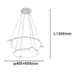 LAMPADARIO A SOSPENSIONE LED 60W 2 CERCHI CON TELECOMANDO DESIGN MODERNO BIANCO 71101