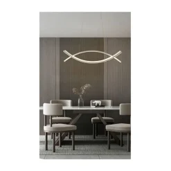 LAMPADARIO A SOSPENSIONE LED 2 LINEE CURVE BIANCO 42W CCT TRE TONALITA' DI LUCE LP-27-B3C