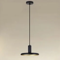 LAMPADARIO A SOSPENSIONE DESIGN MODERNO CON PARALUME IN FERRO NERO ORO E27 IP20 33757