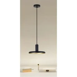 LAMPADARIO A SOSPENSIONE DESIGN MODERNO CON PARALUME IN FERRO NERO ORO E27 IP20 33757