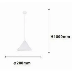 LAMPADARIO A SOSPENSIONE E27 FERRO PARALUME MODERNO CONTEMPORANEO CONO BIANCO 33375