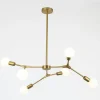 LAMPADARIO A SOSPENSIONE IN BRONZO GEOMETRICO CON 6 BRACCI ATTACCO E27 DA SOFFITTO A45-6