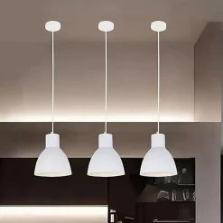 LAMPADARIO A SOSPENSIONE E27 FERRO PARALUME MODERNO CONTEMPORANEO CAMPANELLA BIANCA 33283