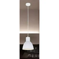LAMPADARIO A SOSPENSIONE E27 FERRO PARALUME MODERNO CONTEMPORANEO CAMPANELLA BIANCA 33283