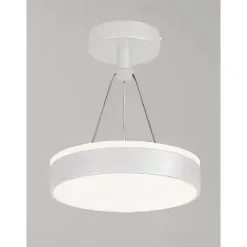 LAMPADARIO A SOSPENSIONE LED 24 W CERCHIO TONDO MODERNO BIANCO DOPPIA LUCE 50506