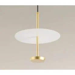 LAMPADARIO A SOSPENSIONE LUCE 6500K LED 12W DISCO PARALUME PIATTO BIANCO ORO TONDO 33146