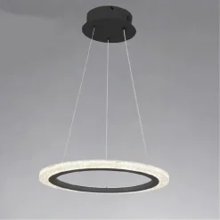 LAMPADARIO A SOSPENSIONE LED 36 WATT CERCHIO ANELLO NERO EFFETTO CRISTALLO 31937