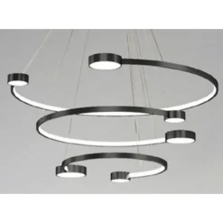 LAMPADARIO A SOSPENSIONE LED 65W 3 SEMI CERCHI CON TELECOMANDO DESIGN MODERNO NERO 71385