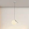 LAMPADARIO A SOSPENSIONE ATTACCO E27 ARGENTO CON SFERA VETRO MODERNO MINIMAL 33474