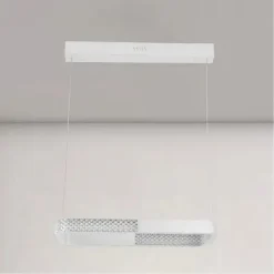 LAMPADARIO A SOSPENSIONE LED 28W RETTANGOLARE BIANCO CRISTALLO CON TELECOMANDO 32064