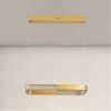 LAMPADARIO A SOSPENSIONE LED 28W RETTANGOLARE ORO CRISTALLO CON TELECOMANDO 32088