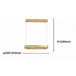 LAMPADARIO A SOSPENSIONE LED 28W RETTANGOLARE ORO CRISTALLO CON TELECOMANDO 32088
