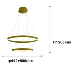 LAMPADARIO A SOSPENSIONE LED MODERNO DOPPIO CERCHIO ORO 58W CON TELECOMANDO 31883