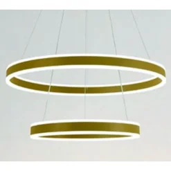 LAMPADARIO A SOSPENSIONE LED MODERNO DOPPIO CERCHIO ORO 58W CON TELECOMANDO 31883