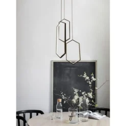 LAMPADARIO A SOSPENSIONE SOFFITTO LED MODERNO 70WATT ESAGONI PENDENTI NERO LP-05