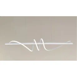 LAMPADARIO A SOSPENSIONE LED 65W BIANCO SPIRALE ONDULATO LUCE 4000K VORTICE ORIZZONTALE 32422