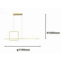 LAMPADARIO A SOSPENSIONE LED 48W DESIGN QUADRATO LINEA ORO IP20 CUCINA LUCE 6500K 33528