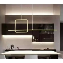 LAMPADARIO A SOSPENSIONE LED 48W DESIGN QUADRATO LINEA ORO IP20 CUCINA LUCE 6500K 33528