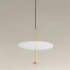 LAMPADARIO A SOSPENSIONE LUCE 6500K LED 18W DISCO PARALUME PIATTO BIANCO ORO TONDO 33207