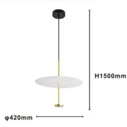 LAMPADARIO A SOSPENSIONE LUCE 6500K LED 18W DISCO PARALUME PIATTO BIANCO ORO TONDO 33207