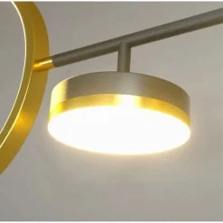 LAMPADARIO A SOSPENSIONE LED 37W CON 5 CERCHI ORIZZONTALE NERO ORO LUCE NATURALE 71354
