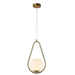 LAMPADARIO A SOSPENSIONE DESIGN A GOCCIA BRONZO METALLO CON SFERA LAMPADA ATTACCO G9 A27