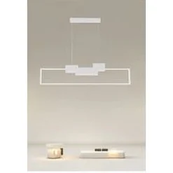 LAMPADARIO A SOSPENSIONE LED 42W RETTANGOLARE DESIGN MODERNO BIANCO LUCE FREDDA 71578