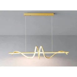 LAMPADARIO A SOSPENSIONE LED 65W ORO SPIRALE ONDULATO LUCE 6500K VORTICE ORIZZONTALE 32453