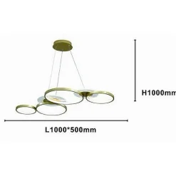 LAMPADARIO A SOSPENSIONE LED ORO 65W 6 ANELLI LUMINOSI MODERNO CON TELECOMANDO 71422