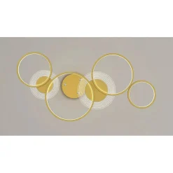 LAMPADARIO A SOSPENSIONE LED ORO 65W 6 ANELLI LUMINOSI MODERNO CON TELECOMANDO 71422